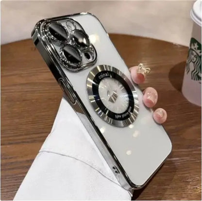 Premium Electroplated Magnetic Magnifier Phone Case for iPhone 16 Series